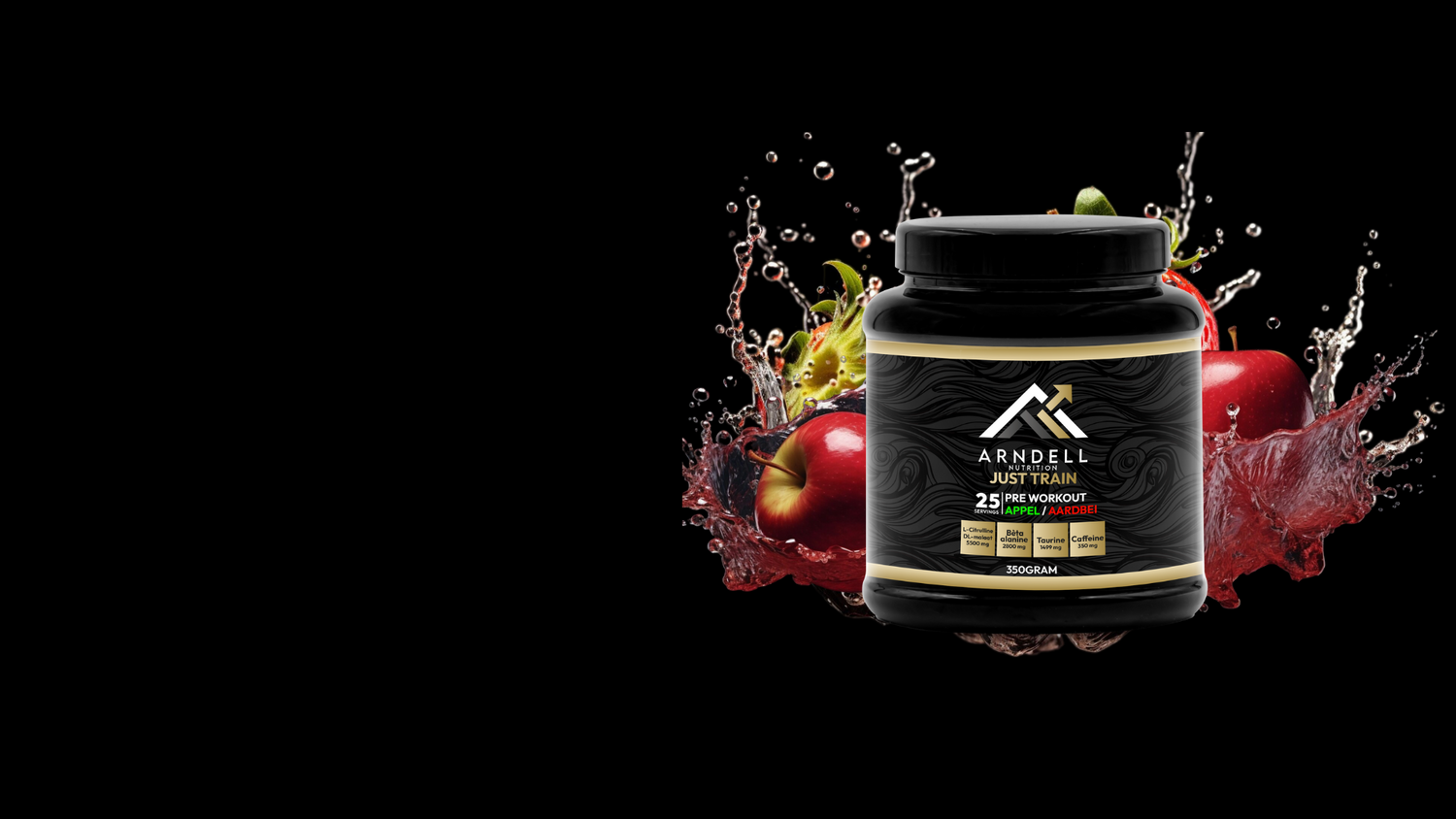 NIEUW IN HET ASSORTIMENT PRE-WORKOUT Met heerlijke appel aardbei smaak geproduceerd voor het behalen van je doelen 